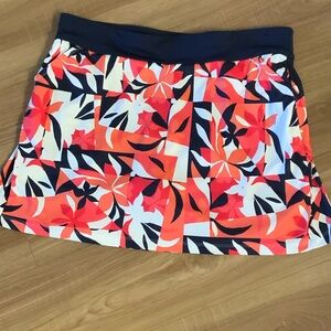 Floral Active Skort - Navy & Coral